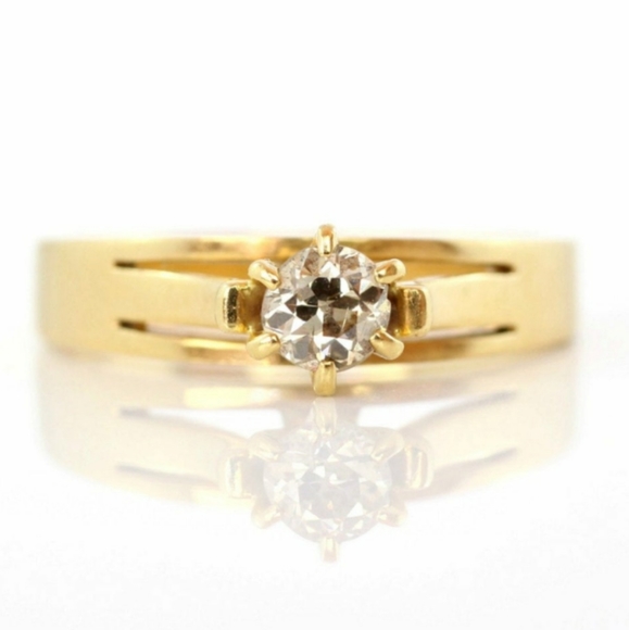 Vintage 18k diamond solitaire ring - Picture 10 of 12